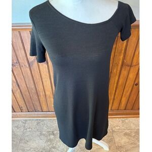 Wilfred Free by Aritzia Womens Black Asymmetrical Short Sleeve Summer Dress‎ XS